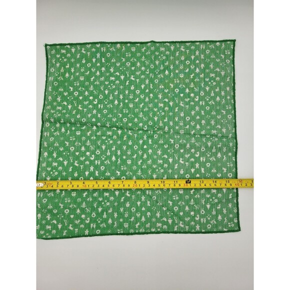 Set Of 6 Vintage Christmas Cloth Napkins Green White Handmade - Picture 5 of 5